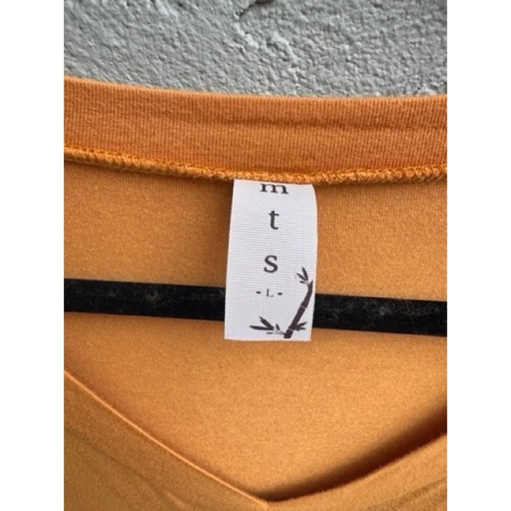 MTS Mustard Top Bamboo Boho Earthy Capsule Minimalist V-Neck Long Sleeve - Picture 4 of 7